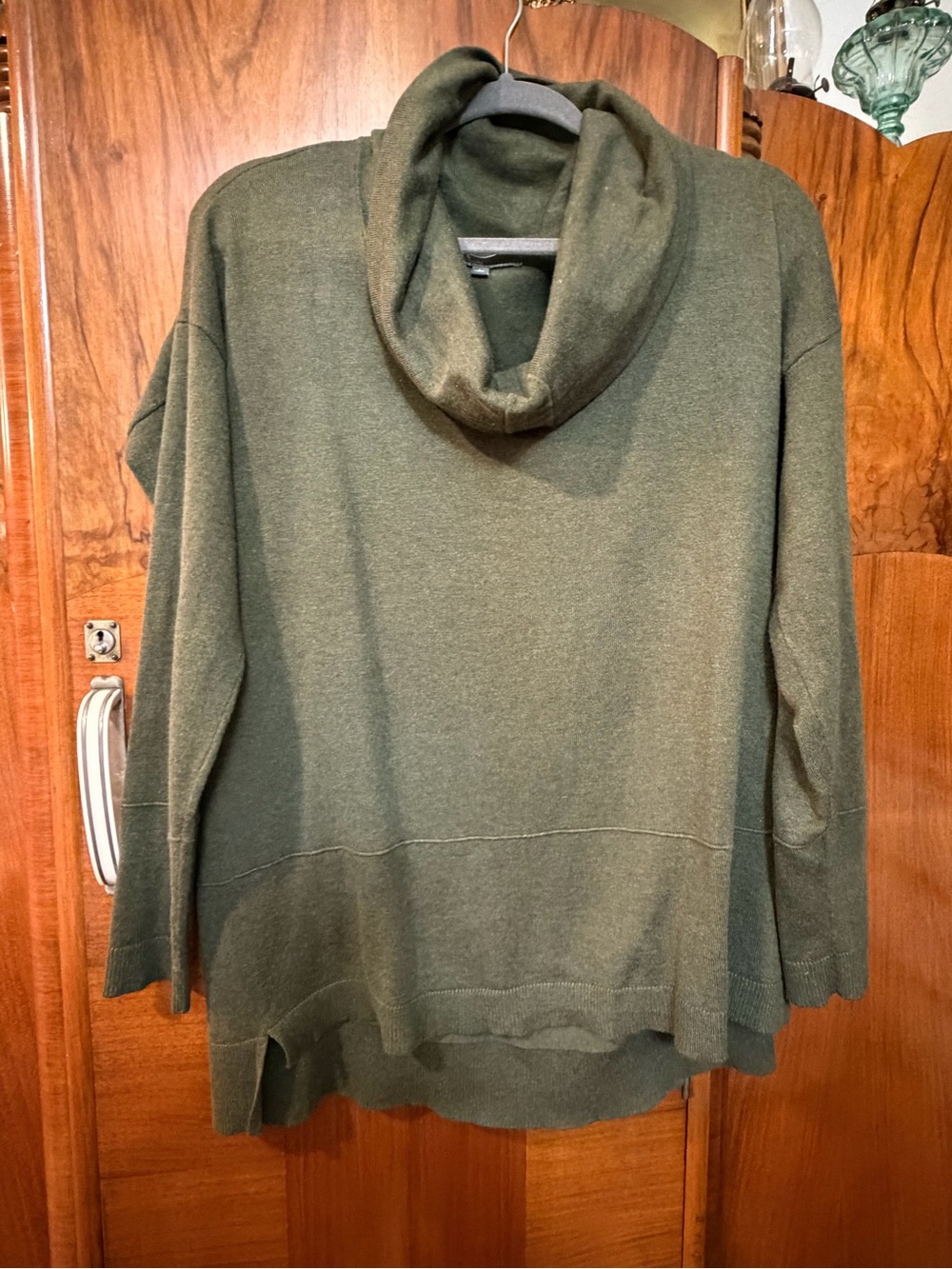 89th & Madison Olive Green Cowl Neck High Low Sweater Tunic Size Large